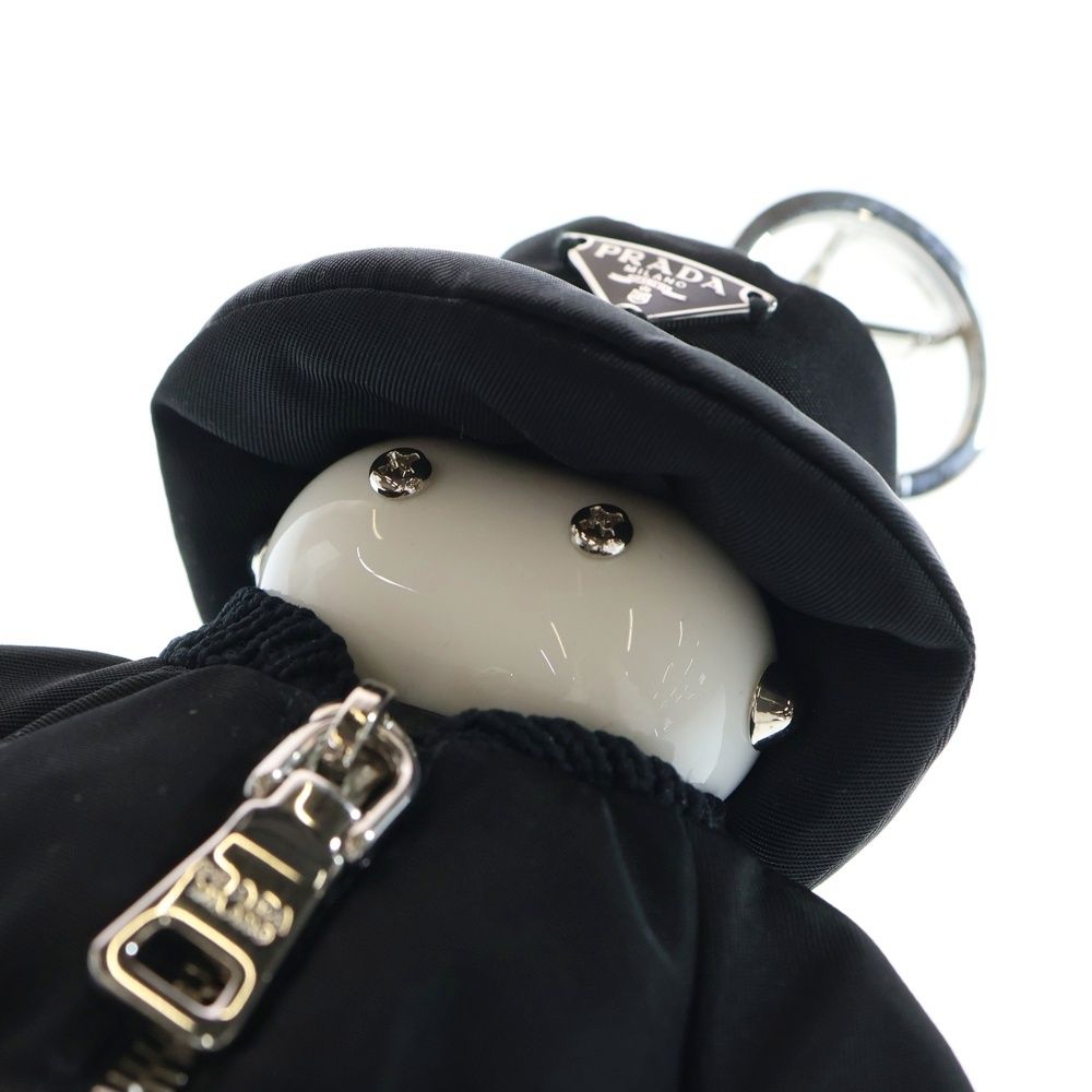 Prada Soft Robot Re-Nylon Bag Charm Key Holder Key Ring Black Nylon 1tt181