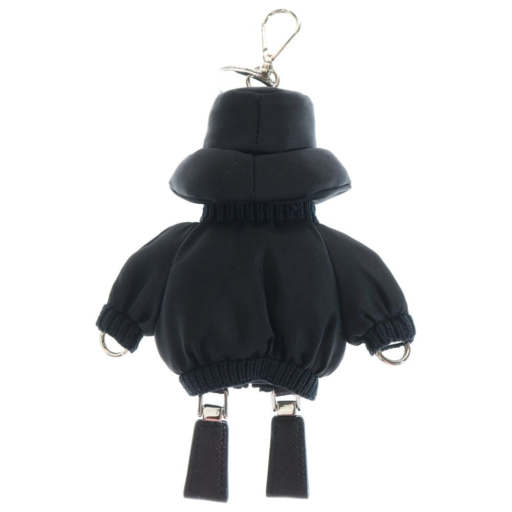 Prada Soft Robot Re-Nylon Bag Charm Key Holder Key Ring Black Nylon 1tt181