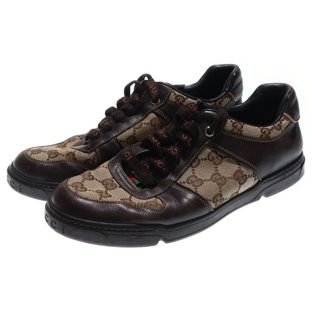 Gucci GG All Over Pattern Sherry Line Low Cut Sneakers Brown