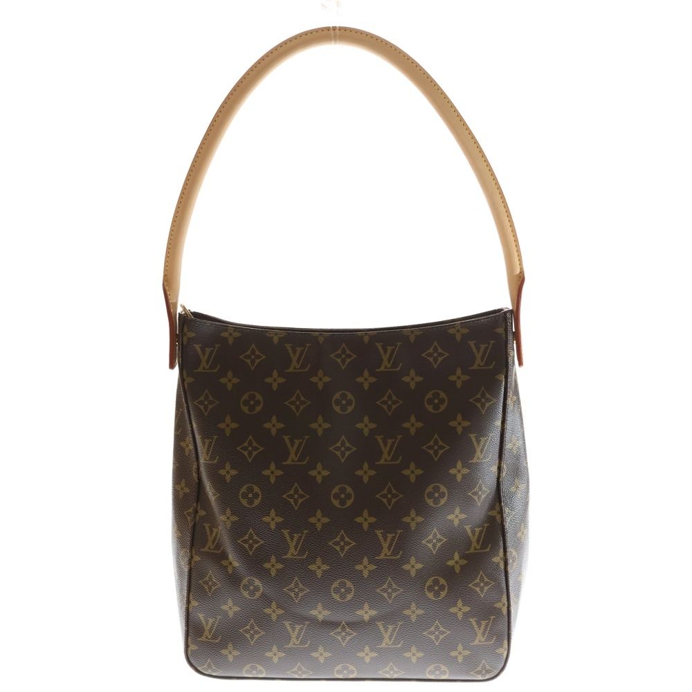 Louis Vuitton Monogram Looping GM Handbag Tote Bag Brown Leather ×pvc M51145