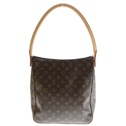 Louis Vuitton Monogram Looping GM Handbag Tote Bag Brown Leather ×pvc M51145
