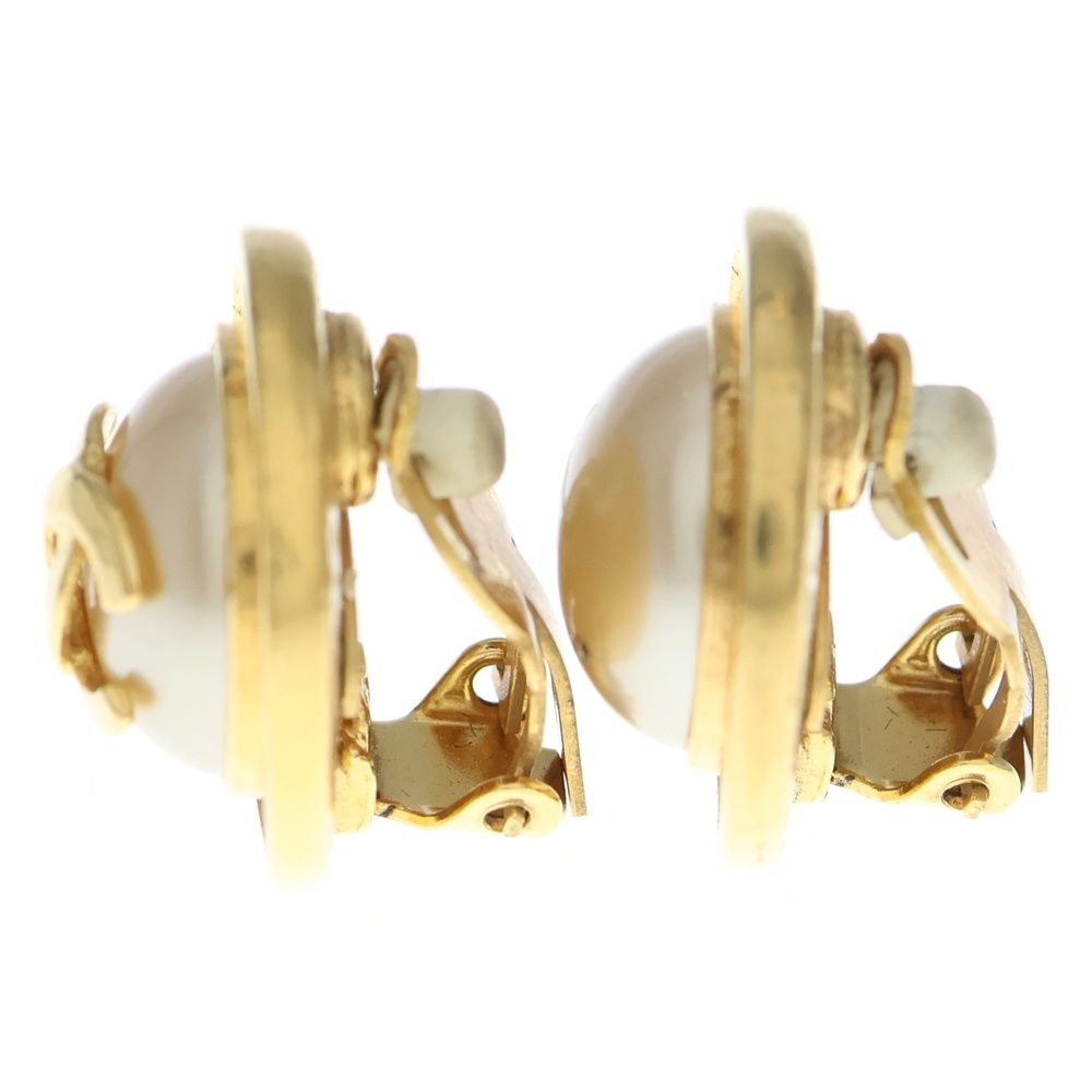 Chanel Cocomark Fake Pearl Earring 95p Gold