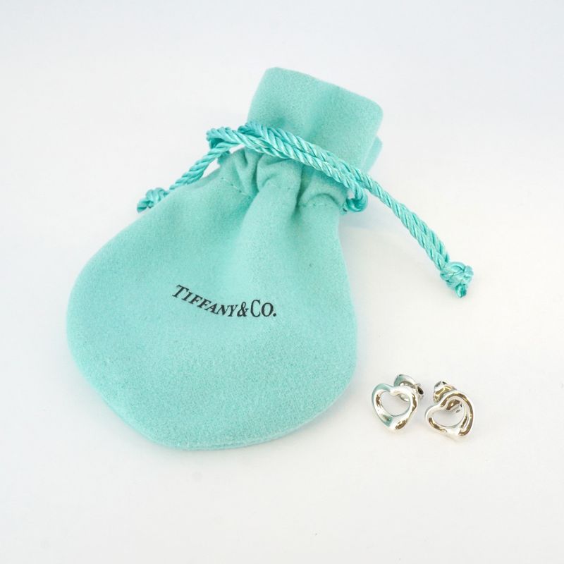 Tiffany & Co Earrings Open Heart 925 Silver Ladies