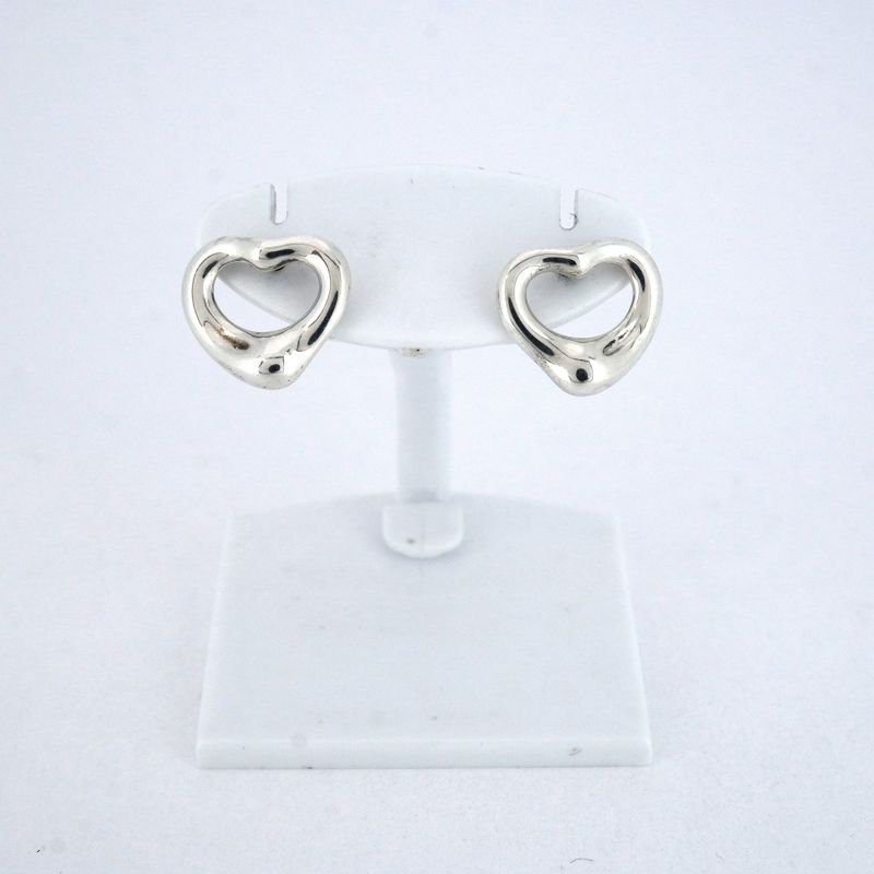 Tiffany & Co Earrings Open Heart 925 Silver Ladies