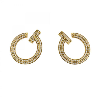 Tiffany & Co Earrings T One Open Hoop Pavé 18k Yellow Gold Yellow Gold Diamond
