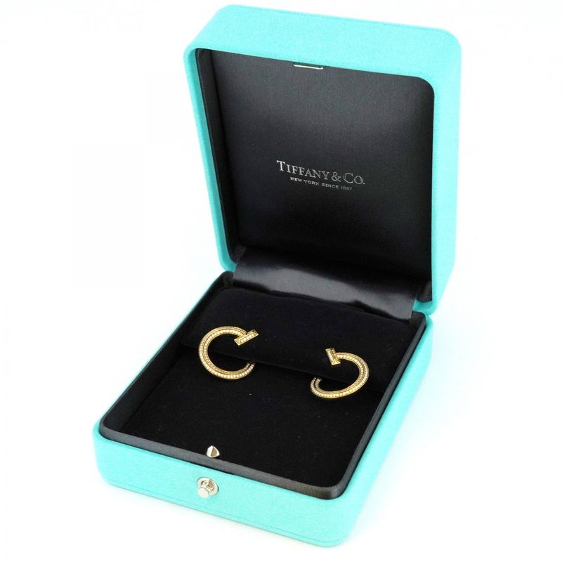 Tiffany & Co Earrings T One Open Hoop Pavé 18k Yellow Gold Yellow Gold Diamond