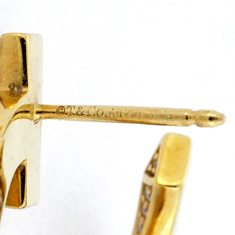 Tiffany & Co Earrings T One Open Hoop Pavé 18k Yellow Gold Yellow Gold Diamond