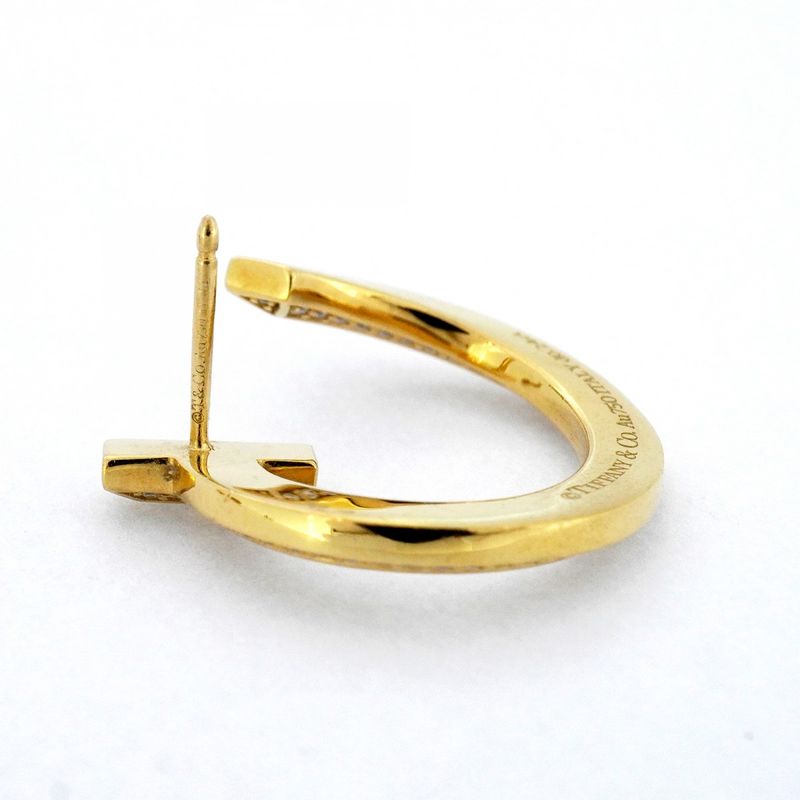 Tiffany & Co Earrings T One Open Hoop Pavé 18k Yellow Gold Yellow Gold Diamond