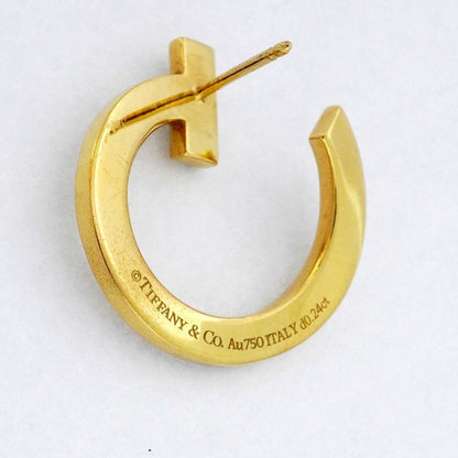 Tiffany & Co Earrings T One Open Hoop Pavé 18k Yellow Gold Yellow Gold Diamond