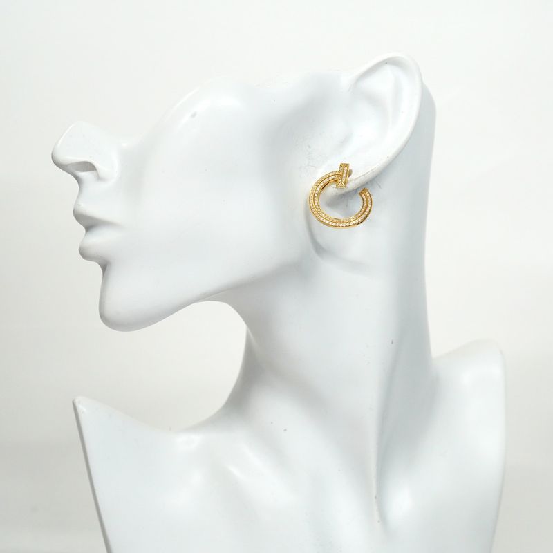 Tiffany & Co Earrings T One Open Hoop Pavé 18k Yellow Gold Yellow Gold Diamond