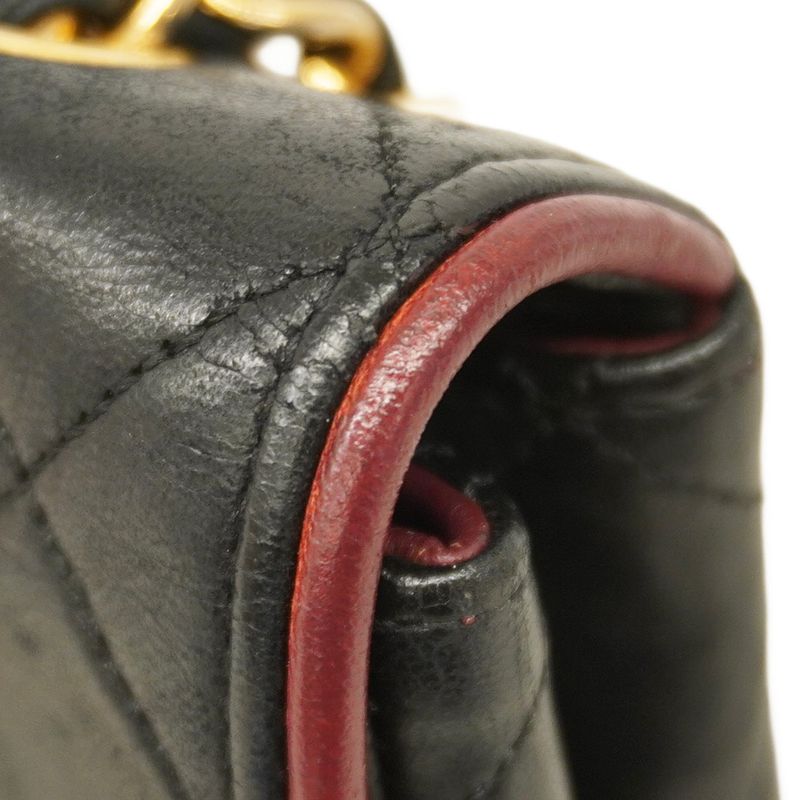 Chanel Shoulder Bag Matelasse Lambskin Black Bordeaux Gold Hardware Women
