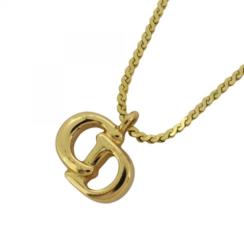 Christian Dior Necklace CD Logo GP Plated Gold Ladies