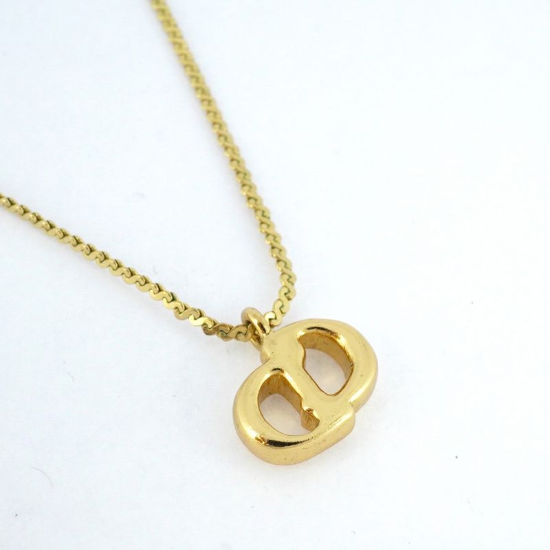 Christian Dior Necklace CD Logo GP Plated Gold Ladies