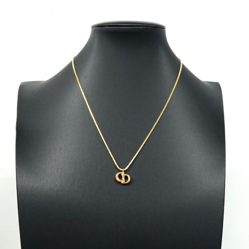 Christian Dior Necklace CD Logo GP Plated Gold Ladies