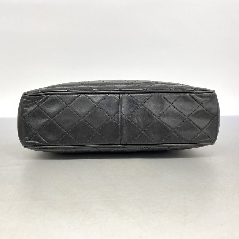 Chanel Shoulder Bag Matelasse Lambskin Black Gold Hardware Women