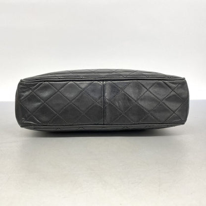 Chanel Shoulder Bag Matelasse Lambskin Black Gold Hardware Women