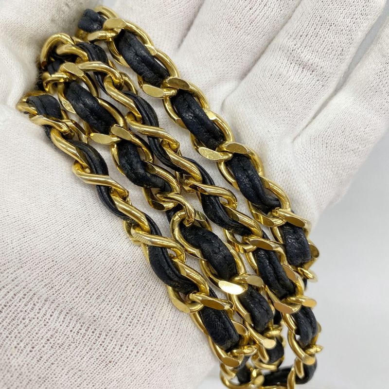 Chanel Shoulder Bag Matelasse Lambskin Black Gold Hardware Women