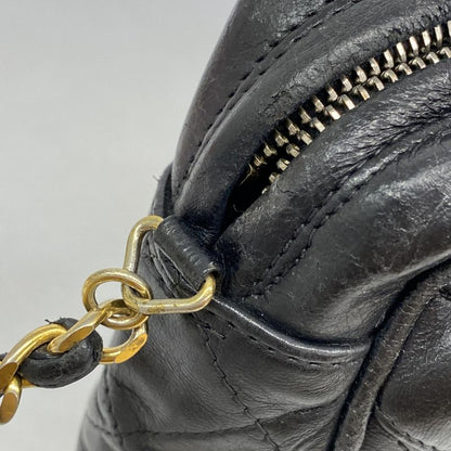 Chanel Shoulder Bag Matelasse Lambskin Black Gold Hardware Women
