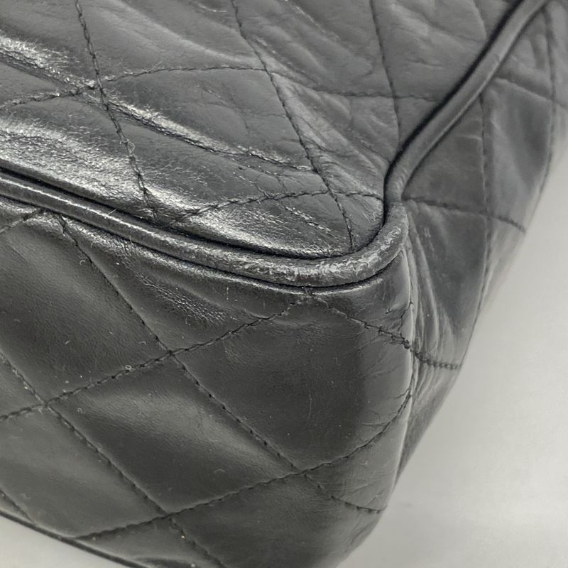 Chanel Shoulder Bag Matelasse Lambskin Black Gold Hardware Women