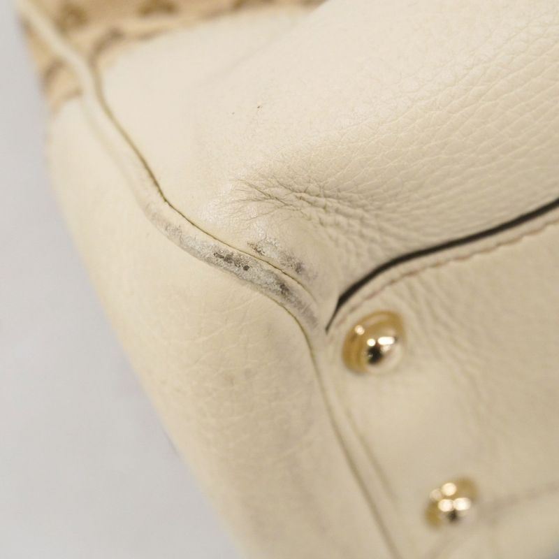 Gucci Handbag GG Canvas Bamboo 308360 Canvas Brown Ivory Gold Hardware 2way Bag