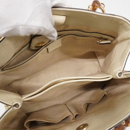 Gucci Handbag GG Canvas Bamboo 308360 Canvas Brown Ivory Gold Hardware 2way Bag