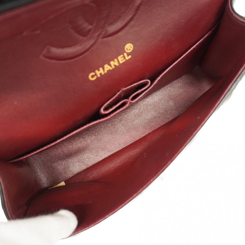 Chanel Shoulder Bag Matelasse Lambskin Black Gold Hardware Women