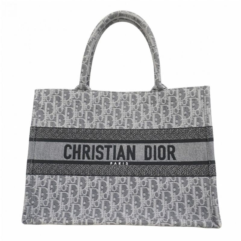 Christian Dior Tote Bag Oblique Book Tote Denim Gray Women's
