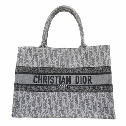 Christian Dior Tote Bag Oblique Book Tote Denim Gray Women's