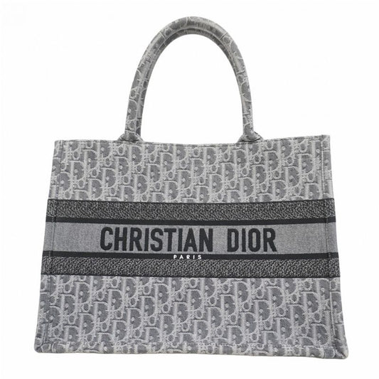 Christian Dior Tote Bag Oblique Book Tote Denim Gray Women's