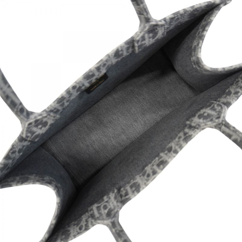 Christian Dior Tote Bag Oblique Book Tote Denim Gray Women's