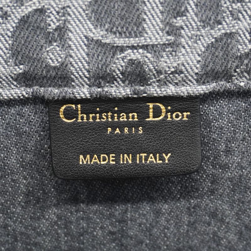 Christian Dior Tote Bag Oblique Book Tote Denim Gray Women's