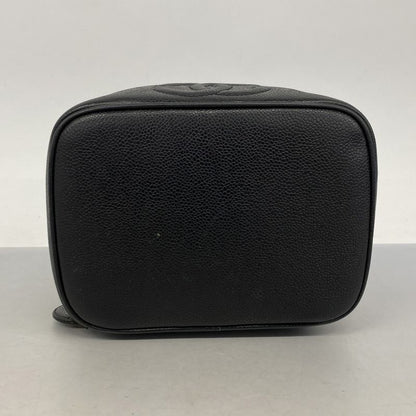 Chanel Vanity Bag Caviar Skin Black Gold Hardware Women