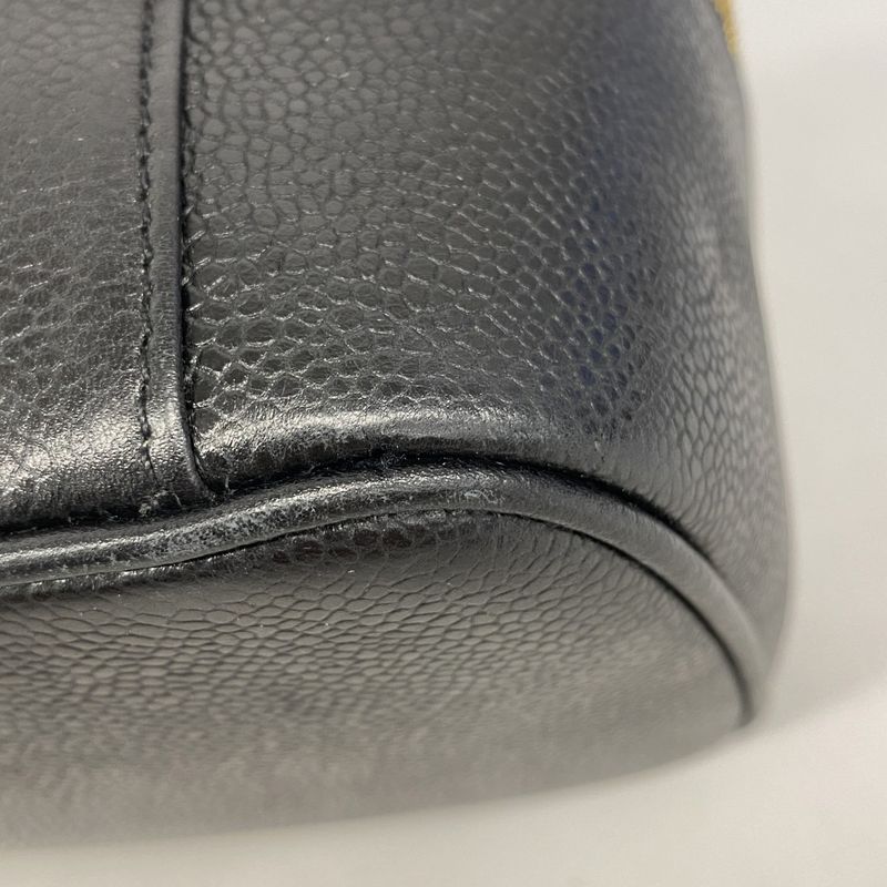 Chanel Vanity Bag Caviar Skin Black Gold Hardware Women