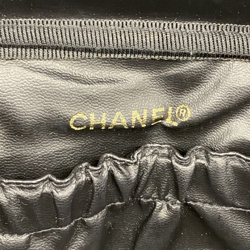 Chanel Vanity Bag Caviar Skin Black Gold Hardware Women
