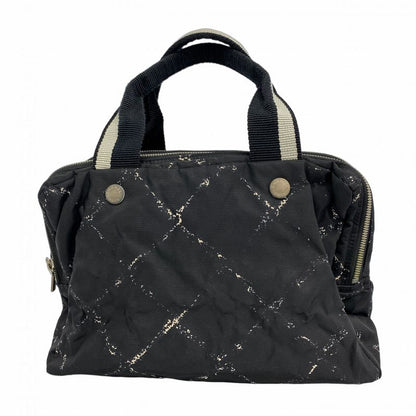 Chanel Handbag Travel Line Nylon Black Silver Hardware Women