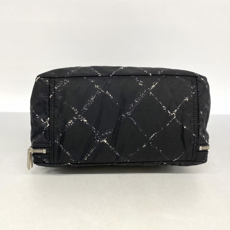 Chanel Handbag Travel Line Nylon Black Silver Hardware Women