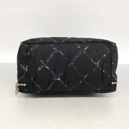 Chanel Handbag Travel Line Nylon Black Silver Hardware Women