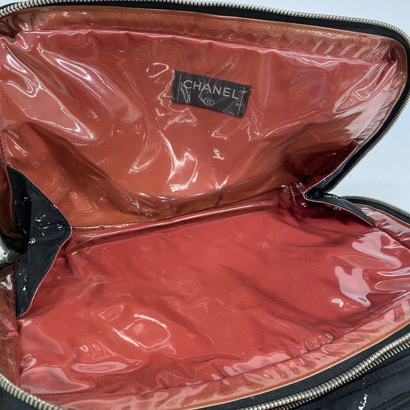 Chanel Handbag Travel Line Nylon Black Silver Hardware Women