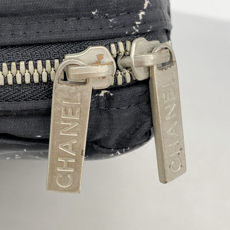 Chanel Handbag Travel Line Nylon Black Silver Hardware Women