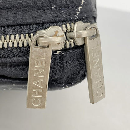 Chanel Handbag Travel Line Nylon Black Silver Hardware Women