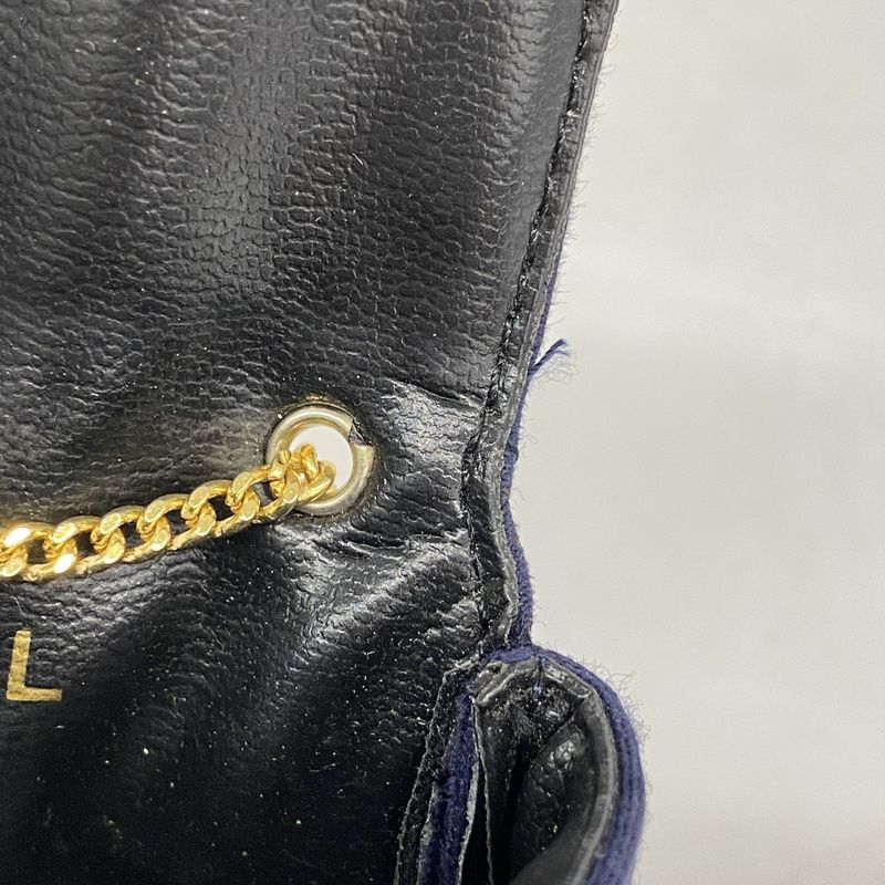 Chanel Pouch Matelasse Cotton Navy Gold Hardware Women