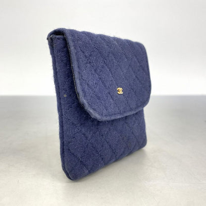 Chanel Pouch Matelasse Cotton Navy Gold Hardware Women