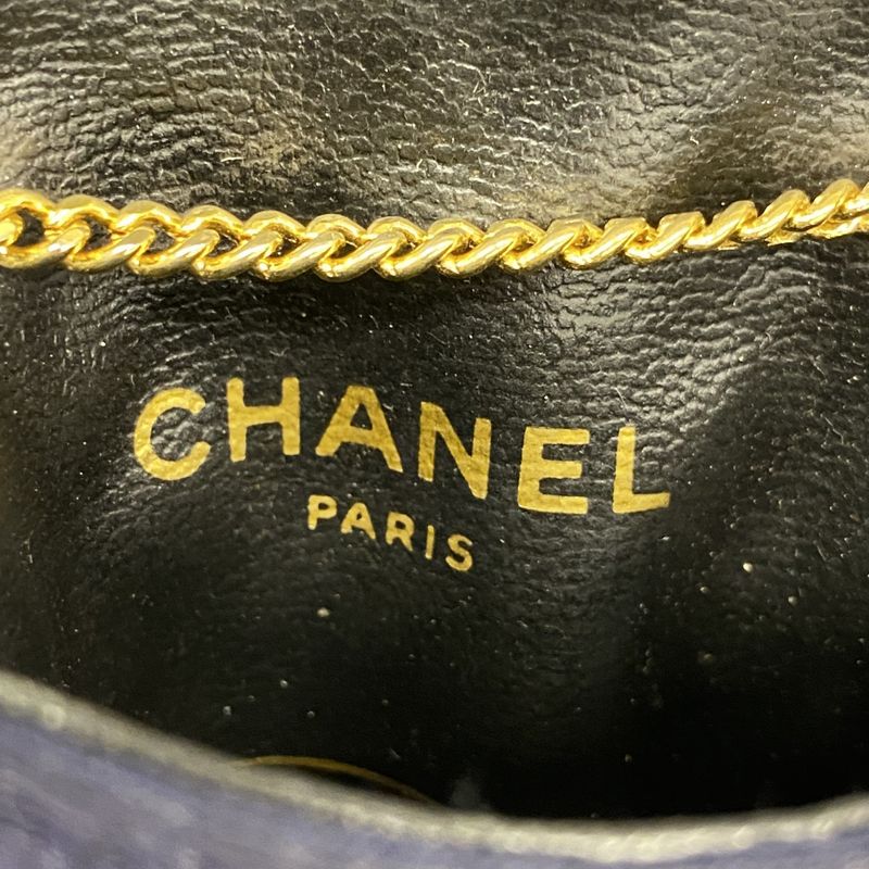 Chanel Pouch Matelasse Cotton Navy Gold Hardware Women
