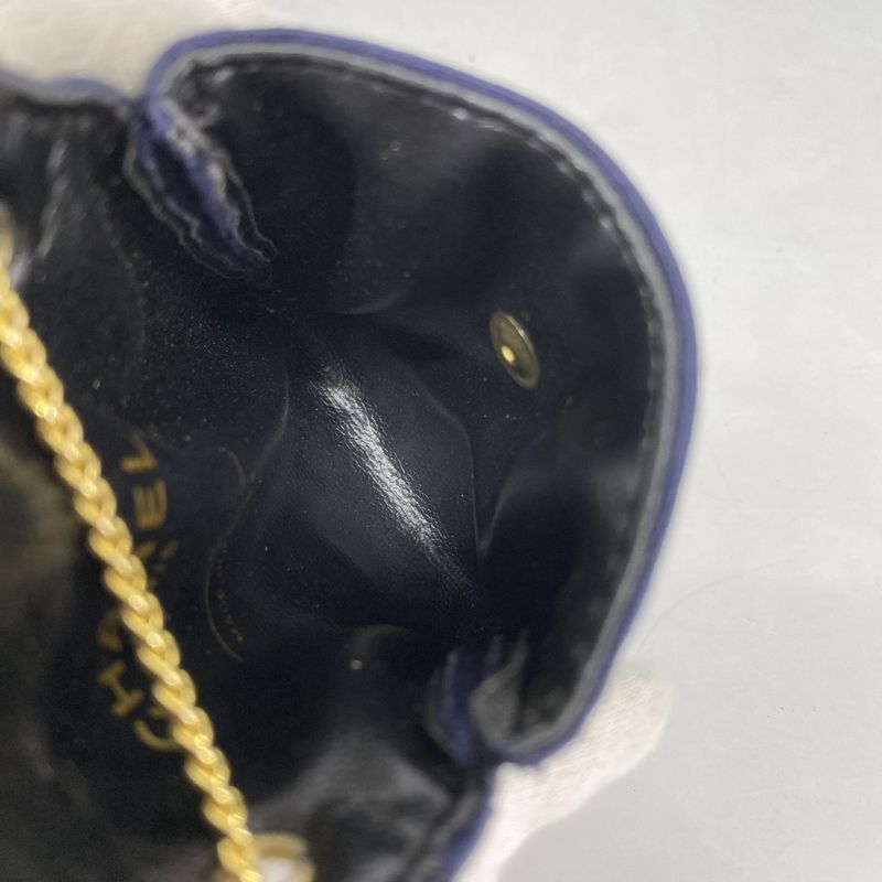 Chanel Pouch Matelasse Cotton Navy Gold Hardware Women