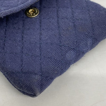 Chanel Pouch Matelasse Cotton Navy Gold Hardware Women