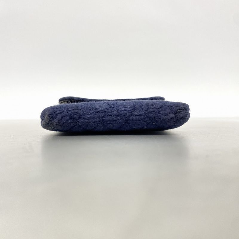 Chanel Pouch Matelasse Cotton Navy Gold Hardware Women