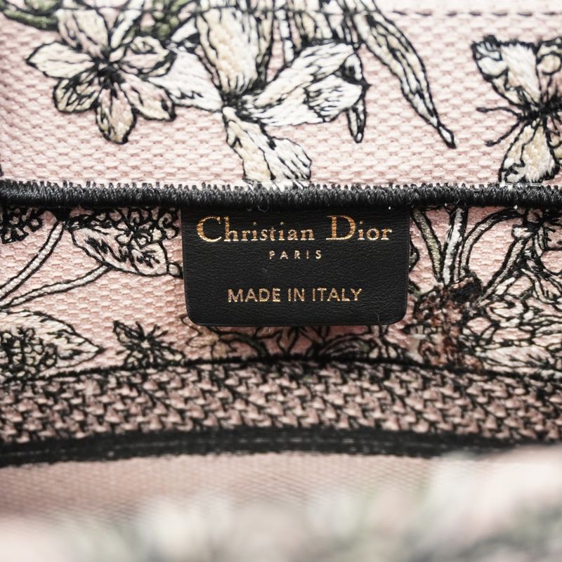 Christian Dior Tote Bag Book Tote Canvas Pink Black Cles Deuce