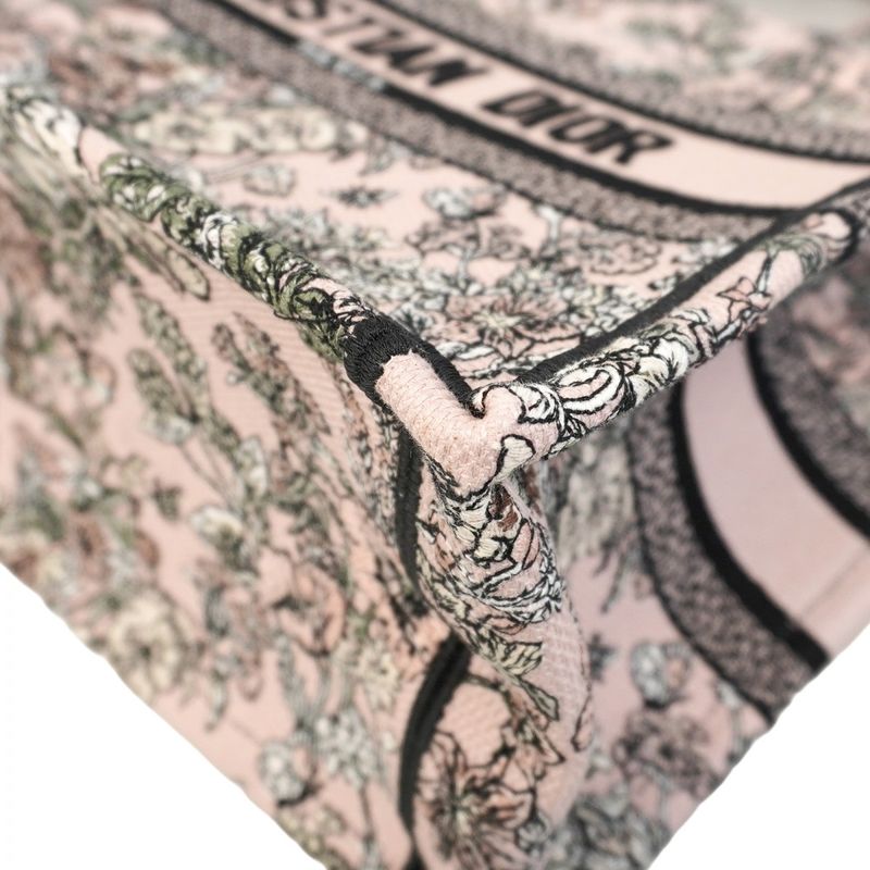 Christian Dior Tote Bag Book Tote Canvas Pink Black Cles Deuce