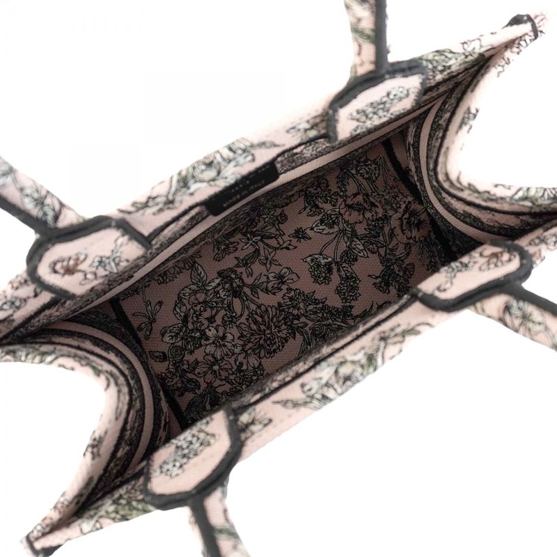 Christian Dior Tote Bag Book Tote Canvas Pink Black Cles Deuce