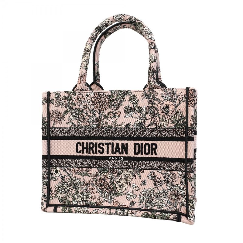 Christian Dior Tote Bag Book Tote Canvas Pink Black Cles Deuce